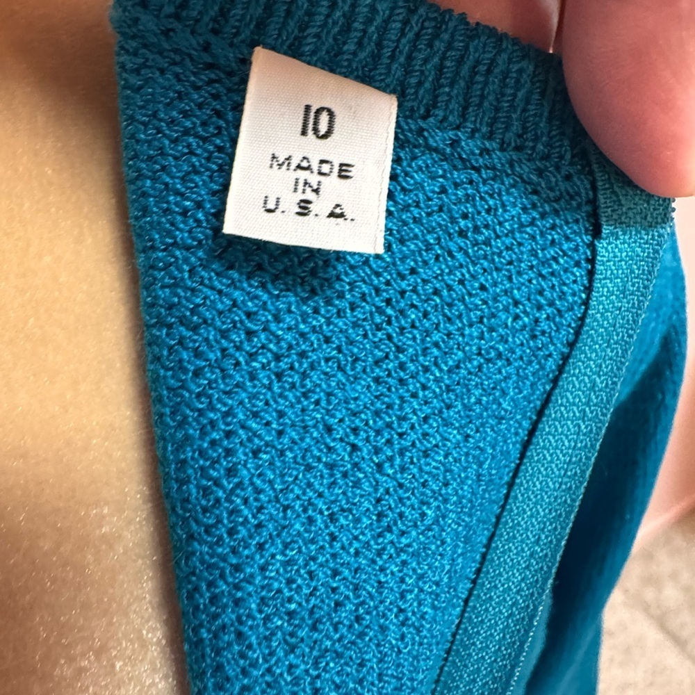 St. John Teal Long Sleeve Dress with Sequin detail - Picture 11 of 12